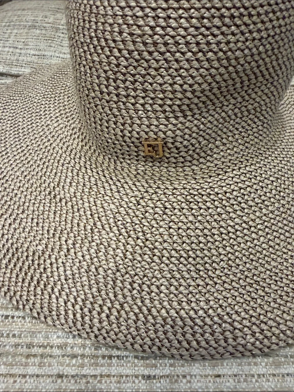 Eric Javits UPF + 50 Woven Wide-Brim Sun Hat — Taupe - Picture 2 of 10